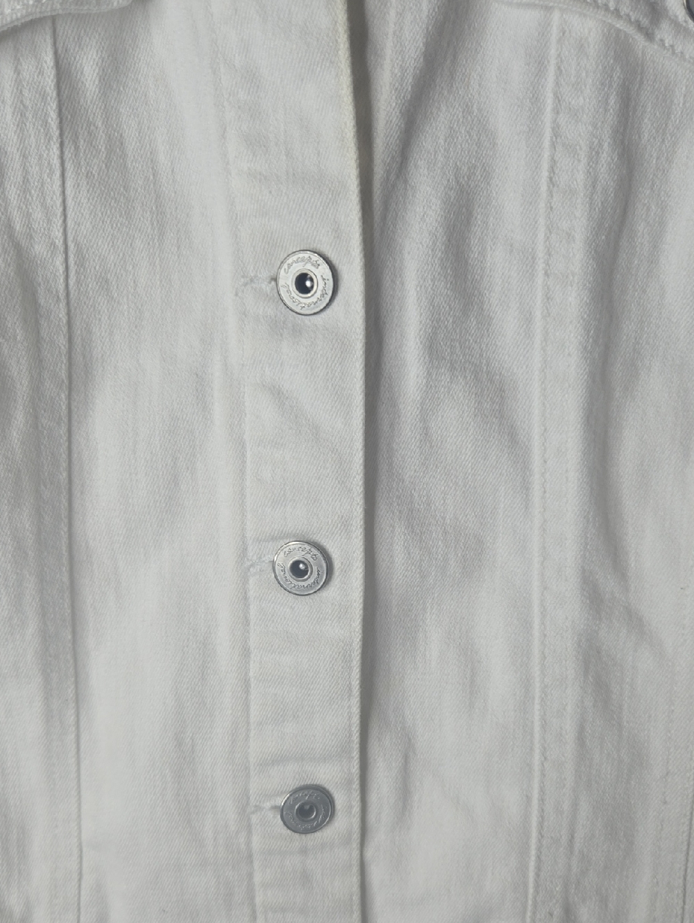 Inc International. Concept Womens Jean Jacket White With Eyelet Cutouts Sz Small - Picture 3 of 6
